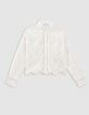 Wit opengewerkt biologisch katoenen shirt Dames-6