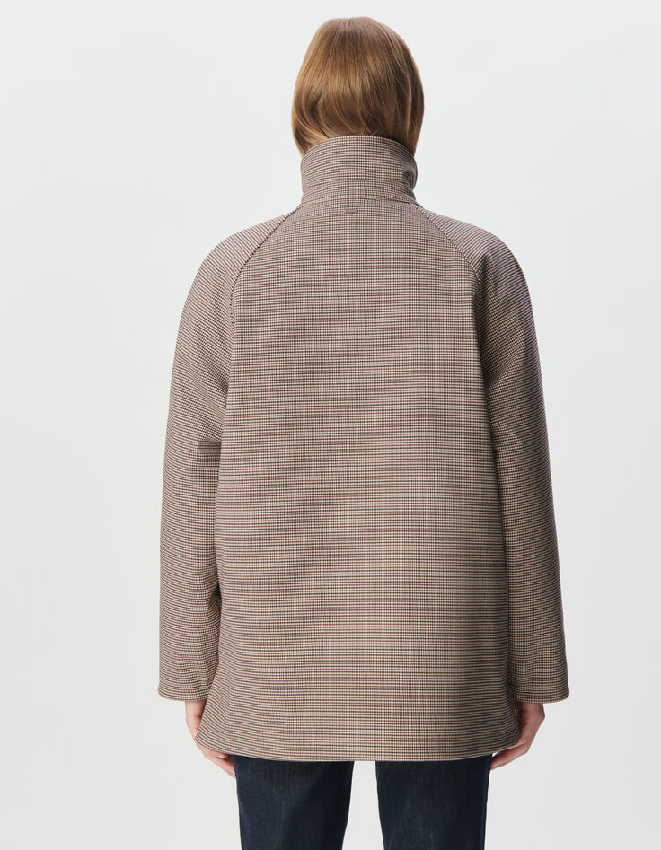 Women’s burgundy houndstooth and velvet parka-4 Women’s burgundy houndstooth and velvet parka-4