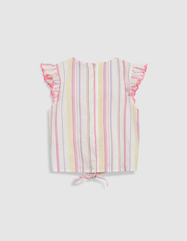 Roze gestreepte blouse geknoopt aan de kant  meisjes-2