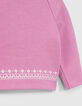 Baby girls’ mauve cardigan with ethnic embroidery-6