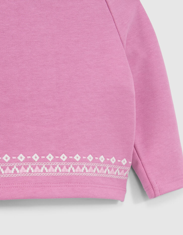 Baby girls’ mauve cardigan with ethnic embroidery-6