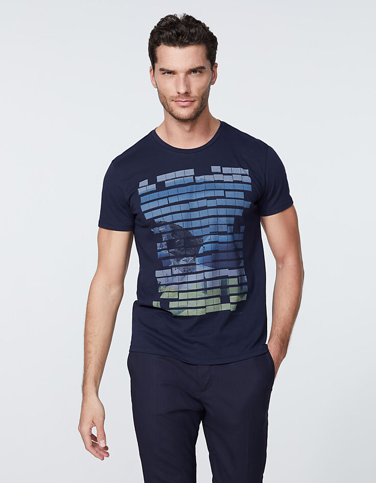 Tee-shirt marine avec photo Cyclades Homme-2
