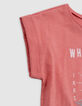 T-shirt corail coton bio oiseau silver fille-6