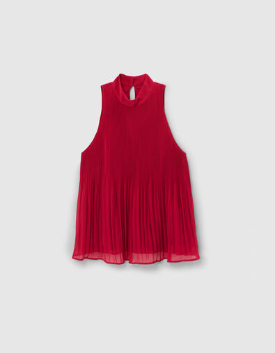 Top groseille recyclé plissé emmanchures américaines Femme - IKKS