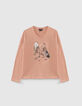 Girls’ pink embroidered lace-up trainers T-shirt-1