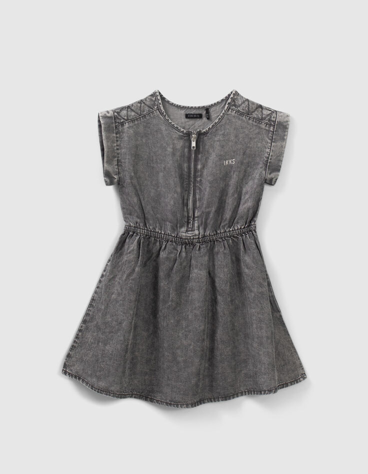 Robe grise en Lenzing&trade; Tencel Lyocell&trade;avec clous fille-2