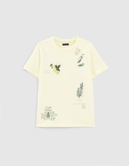 Boys’ lemon T-shirt with fauna and flora images