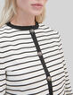 Chaqueta cruda punto piqué rayas negras Mujer-4