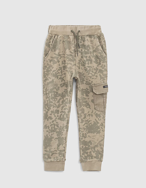 Jogging kaki clair à motif camouflage feuilles garçon 