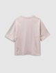 Camiseta beige algodón mensaje flocado terciopelo niño-3