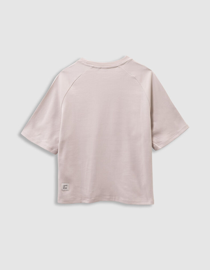 Camiseta beige algodón mensaje flocado terciopelo niño-3