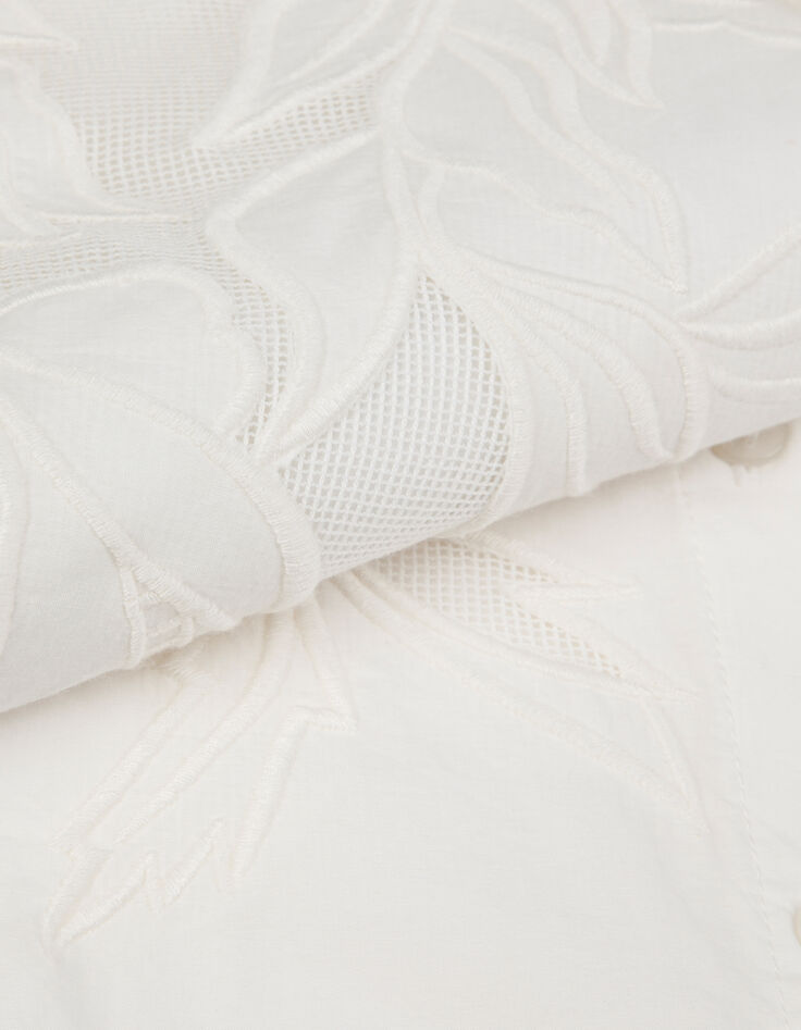 Chemise blanche broderies fleurs Femme-8