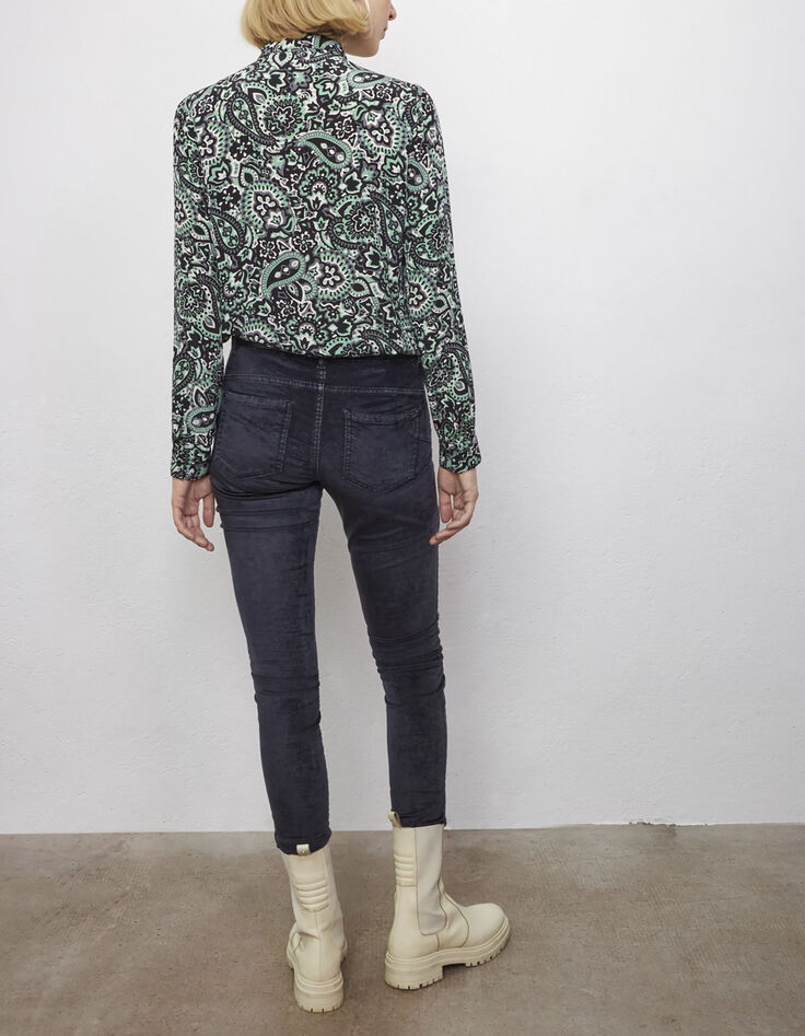 Grüne, lange Damenviskosebluse mit Paisleyprint-3