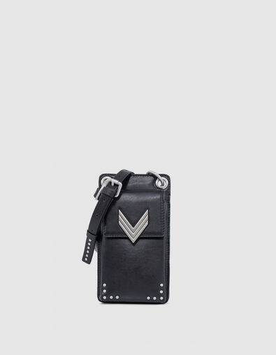 Telefoontas 111 zwart leren schouderband studs Dames - IKKS
