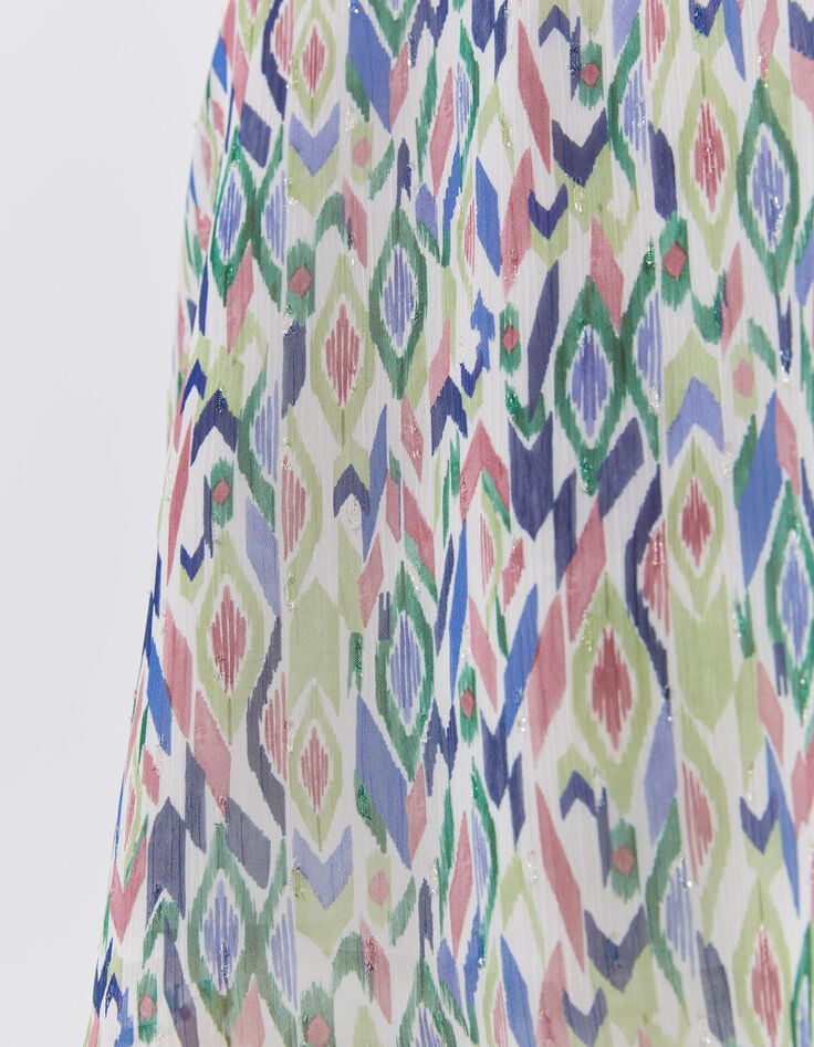 Women’s ecru ikat diamond print top with tie on back-5 Women’s ecru ikat diamond print top with tie on back-5