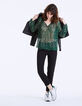 Blusa de gasa estampado leopardo verde mujer-6