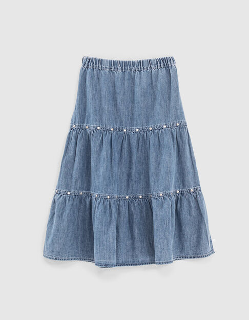 Girls’ light blue denim long skirt - IKKS