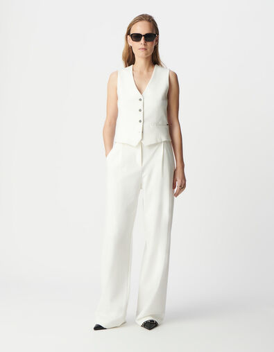 Pantalón sastre blanco ancho punto Milano mujer - IKKS