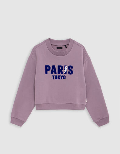 Sweatshirt für Mädchen aus beflocktem Samt in Lila-Blau - IKKS