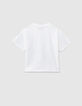 Girls&rsquo; off-white organic cotton T-shirt with rubber image-3