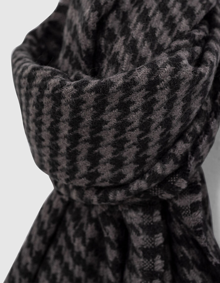Boys’ charcoal grey marl houndstooth scarf  - IKKS