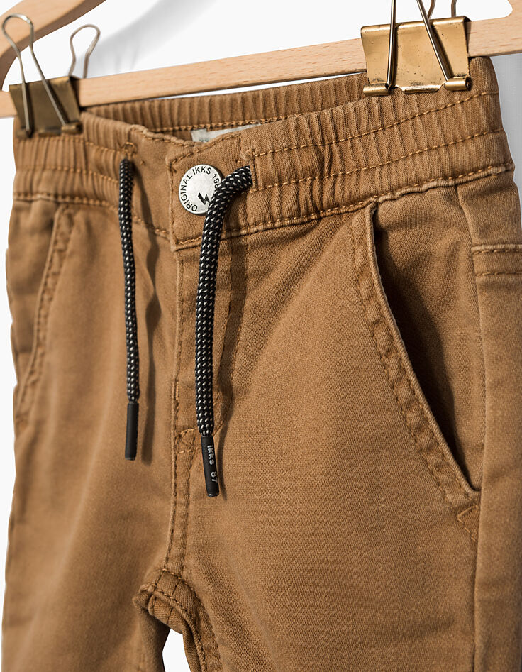 Pantalon cognac à ceinture élastiquée bébé garçon-3 Pantalon cognac à ceinture élastiquée bébé garçon-3