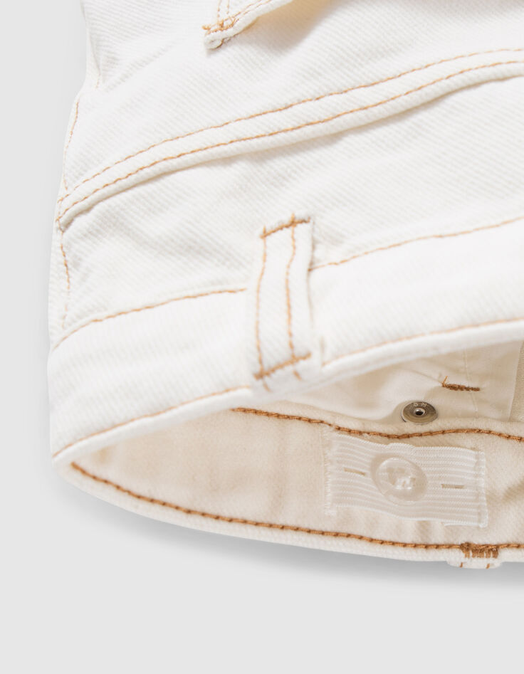 Blaue, weite Upcycling-Mädchenjeans mit Fransen-5