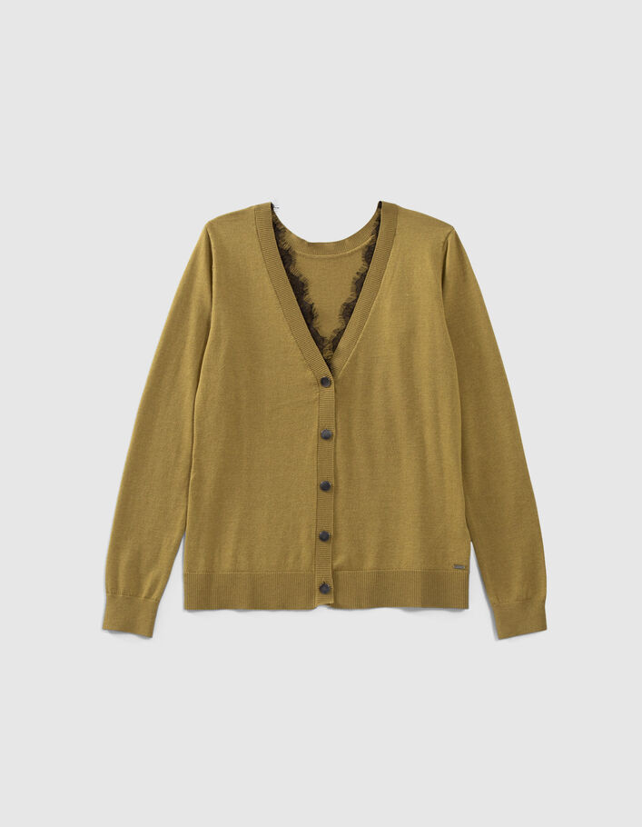 Cardigan Vert Sauge En Maille Lacé Devant | Tricots | PLT FR