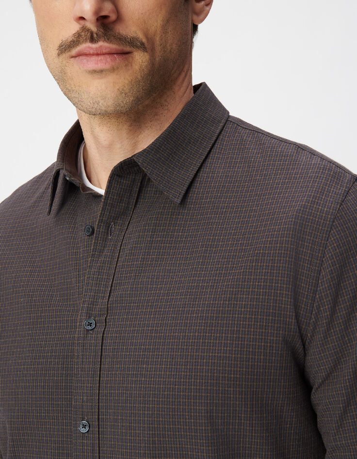 Camisa slim marino algod&oacute;n org&aacute;nico estampado de cuadros-4