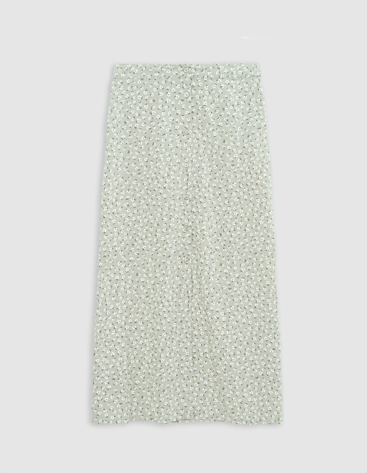 Jupe longue verte imprimé floral d'été fille-2
