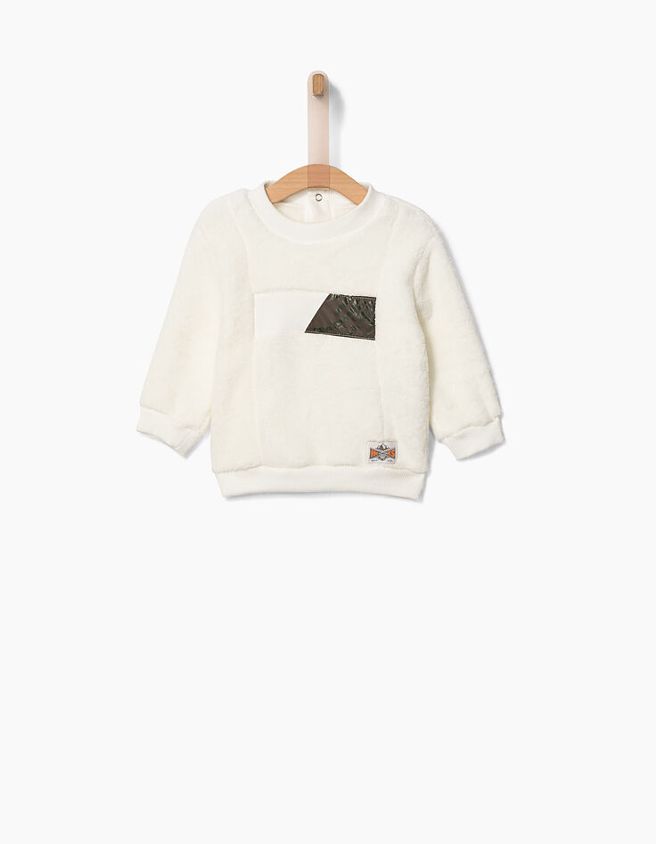 Sweat blanc esprit doudou bébé garçon-1