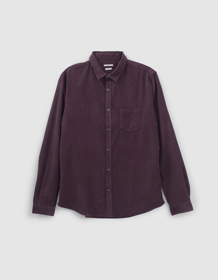 REGULAR overhemd dark plum fijne ribfluweel Heren-5