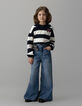 Jean large bleu ceinture-foulard léopard fille-2