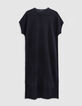 Vestido negro de punto calado para mujer-6