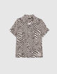 Camisa beige Ecovero&trade; damero negro-1