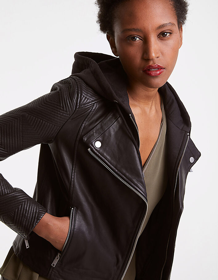 Ikks Veste Sans Manche Femme Cuir Vest Gilet Noir Ikks Ikks Gilet