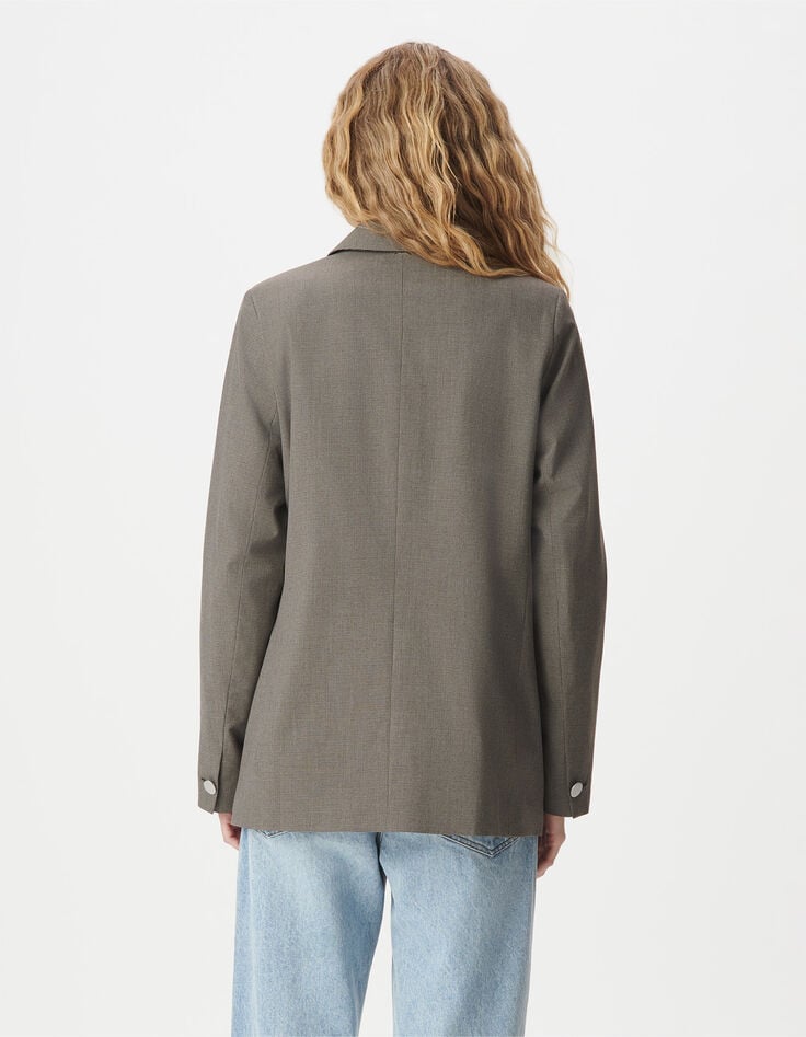 Veste de tailleur beige motif pied-de-puce Femme-3