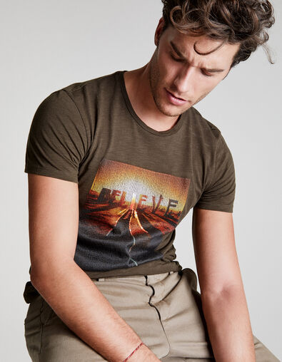 Tee-shirt bronze brodé Believe Homme - IKKS