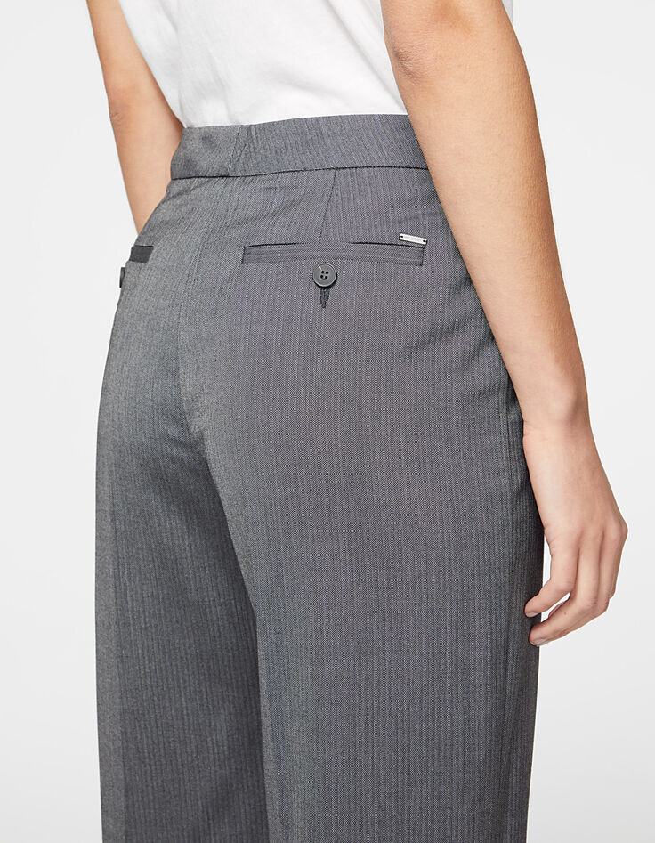Pantalon tailleur taille basse coupe large fil à fil femme-5 Pantalon tailleur taille basse coupe large fil à fil femme-5