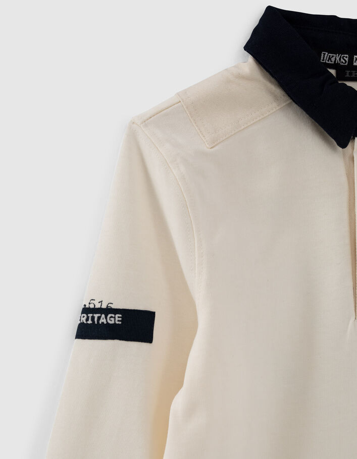 Boys’ ecru polo shirt with XL print on back - IKKS