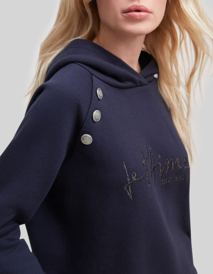 Sweat marine message broderie paillettes Femme-7
