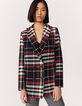 Manteau à carreaux en coton double boutonnage femme-1