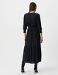 Zwarte lange jurk LENZING™ ECOVERO™ micro-kraag Dames-3