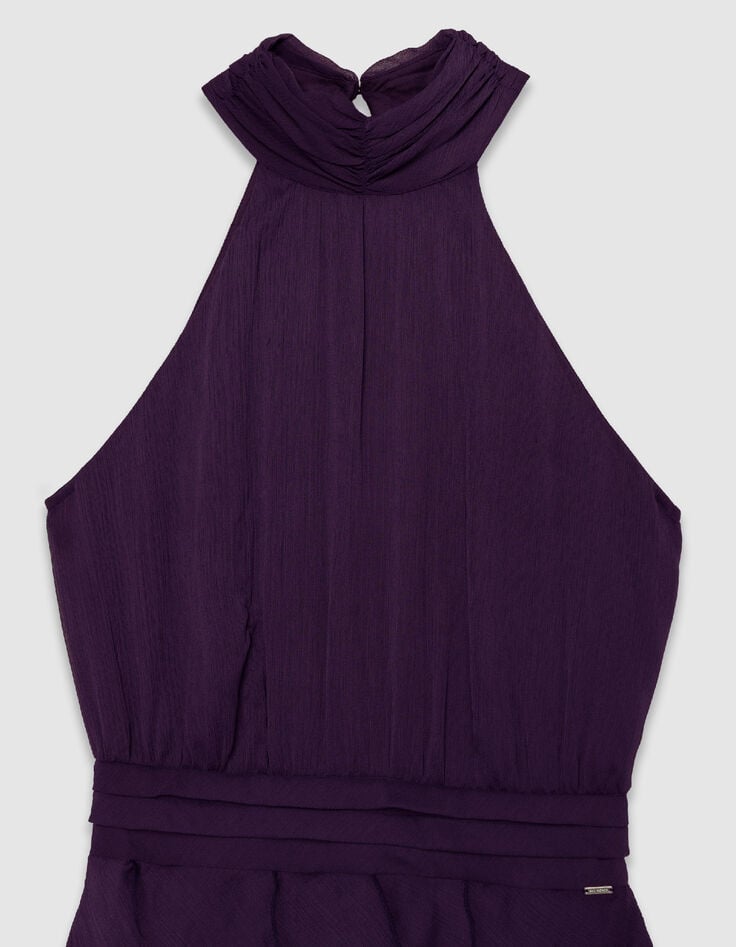 Velvety burgundy long dress with ruffles Women-3