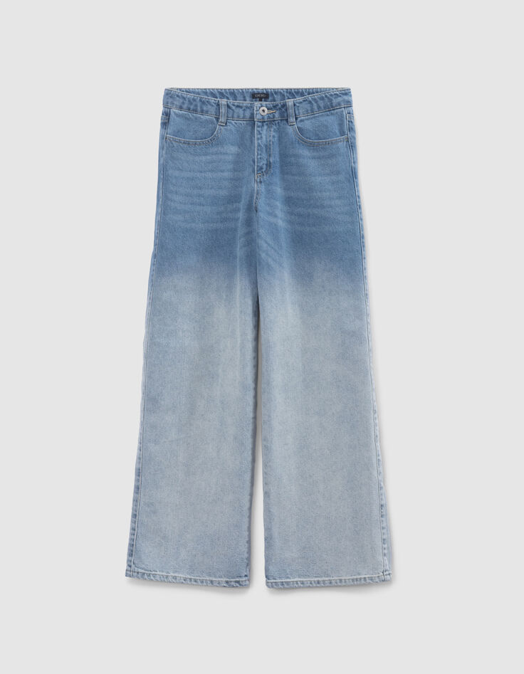 Blaue LARGE-Mädchenjeans Waterless mit Deep-Dye-Effekt-4