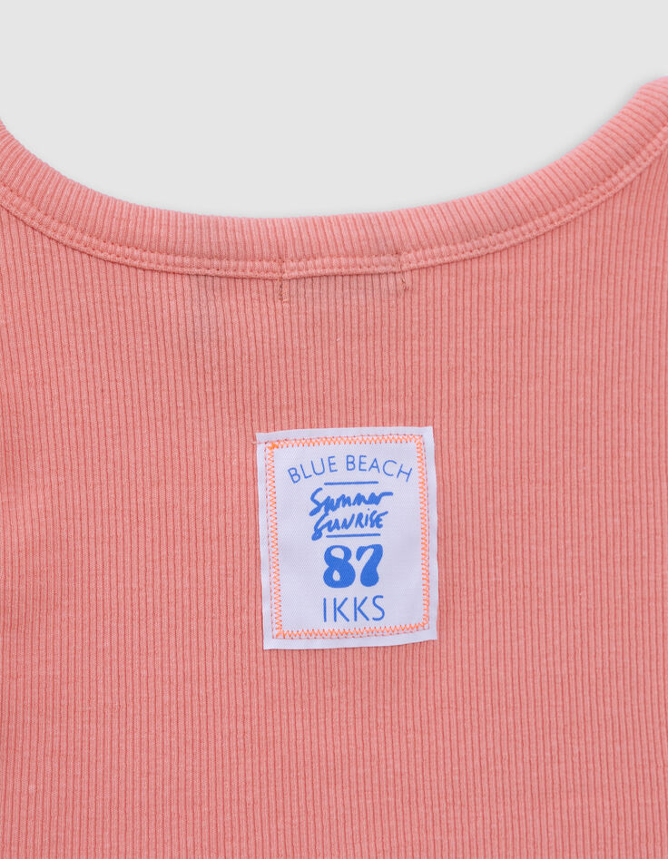Orange ribbed cropped tank top for girl-4
