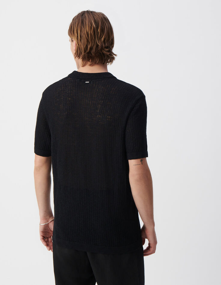 Polo negro punto calado fantasía hombre-3
