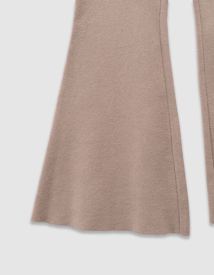 Pantalon flare beige tricot fille-7