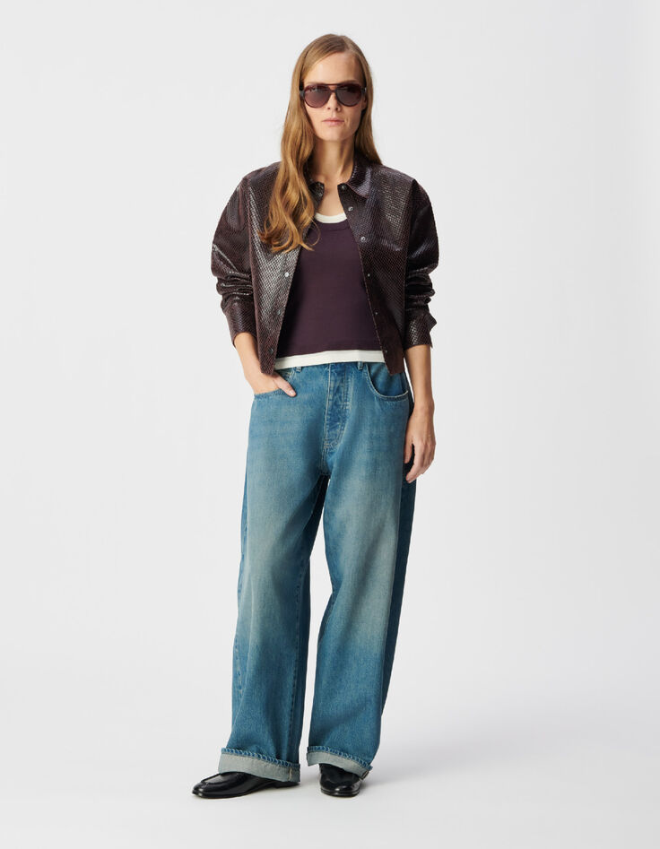 Dames overhemd van pythonleer met maokraag-1