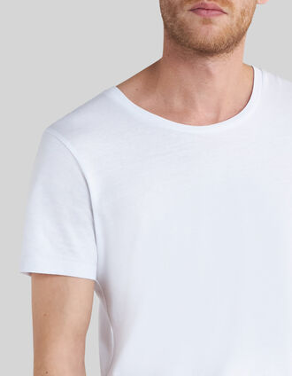 Wit katoenen T-shirt in katoen-modal Heren